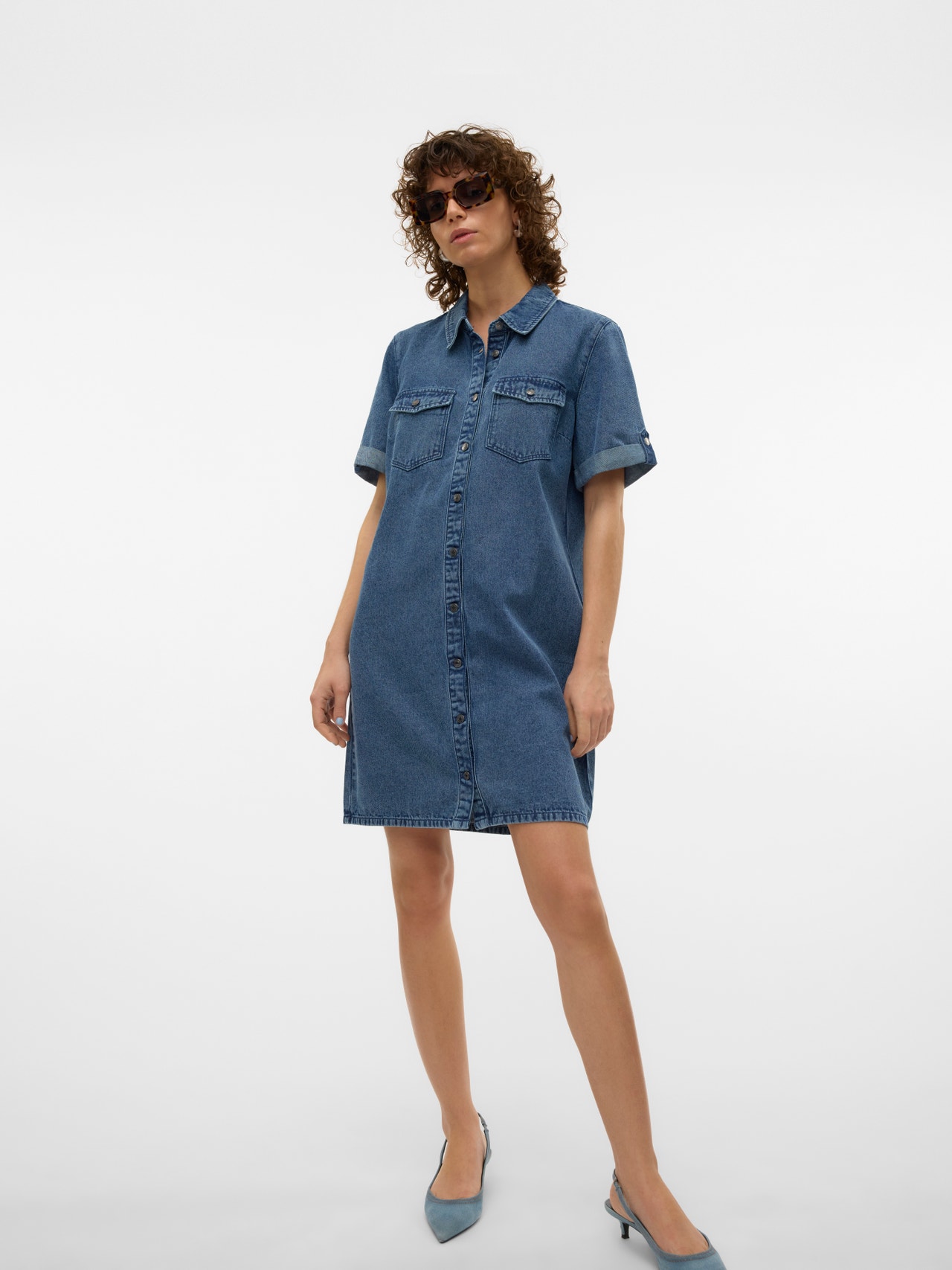 Vero Moda VMNEWHALLIE SHORT DRESS - Blousejurk - night sky/donkerblauw Vero Moda VMNEWHALLIE SHORT DRESS - Blousejurk - night sky/donkerblauw