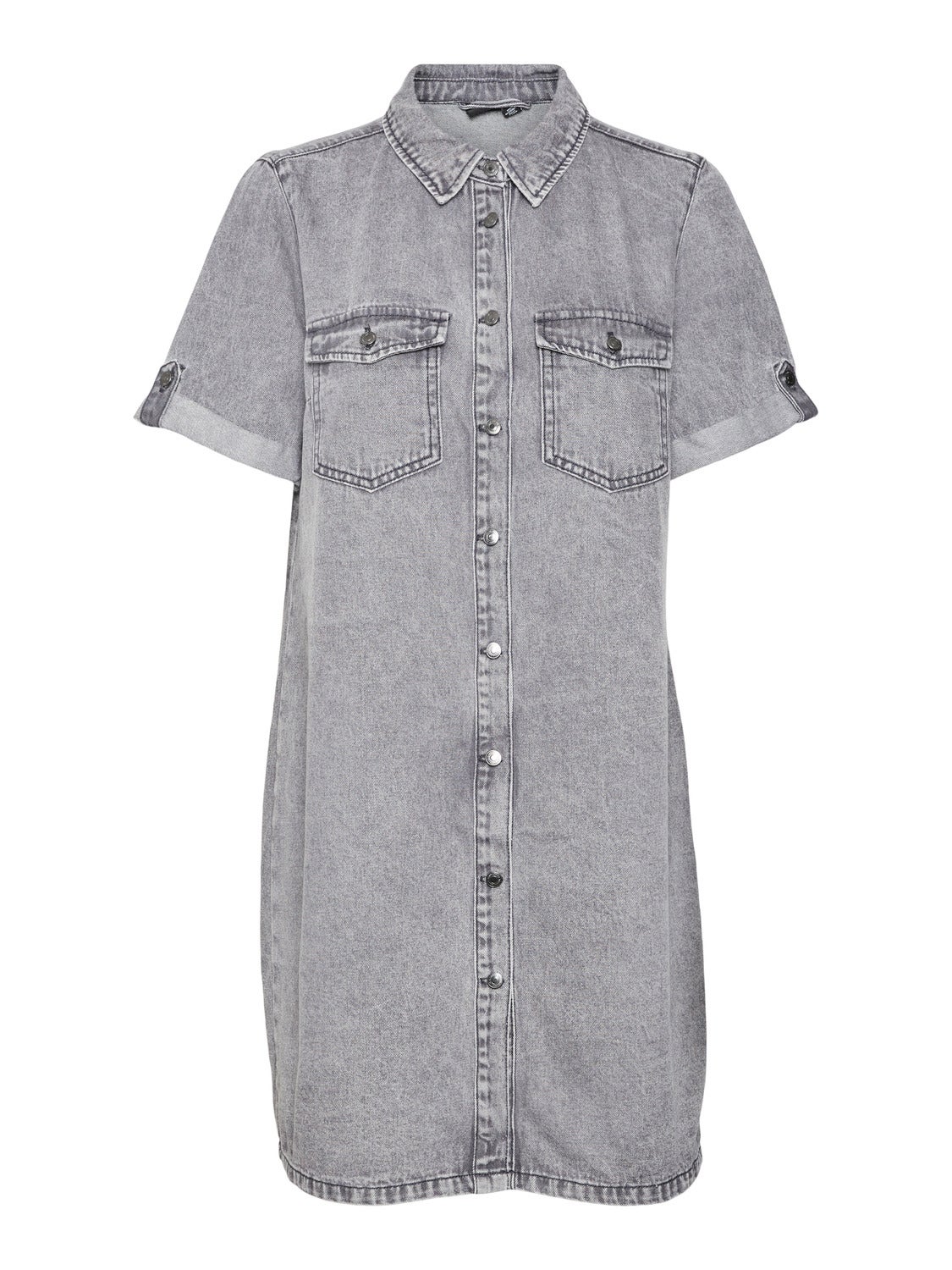 Vestito Corto In Jeans VERO MODA Vmjennie – Con Colletto E Tasche – Acid Wash - 4