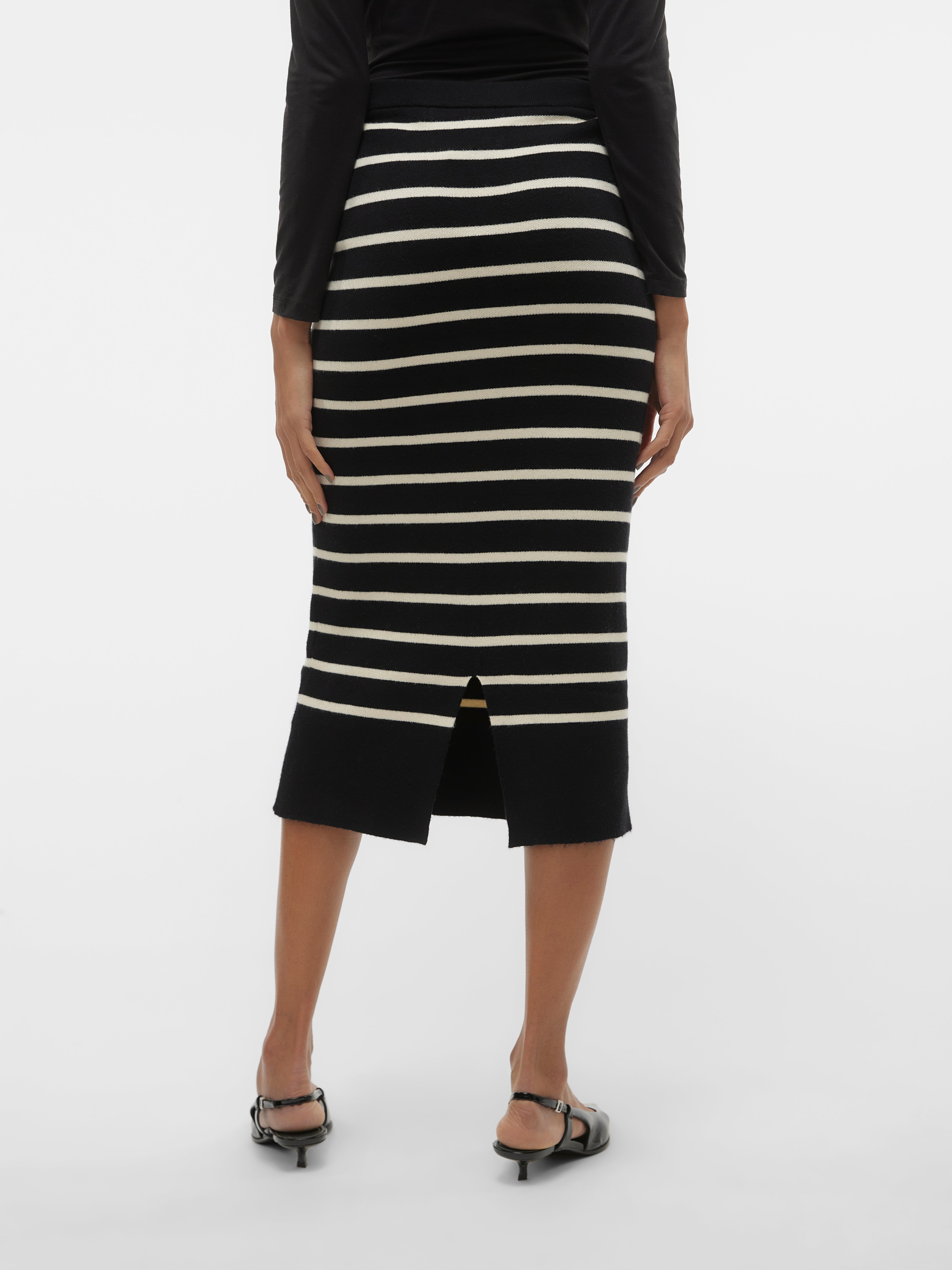 Jupe Midi Noire Express - Taille S - Rayures élastiques Taille Haute - Neuf Sans étiquettes