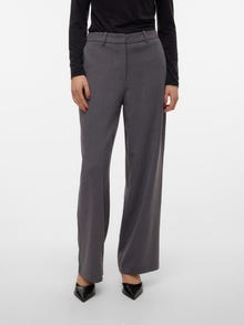 Vero Moda VMMELINA Høyt snitt Bukser -Dark Grey Melange - 10309879