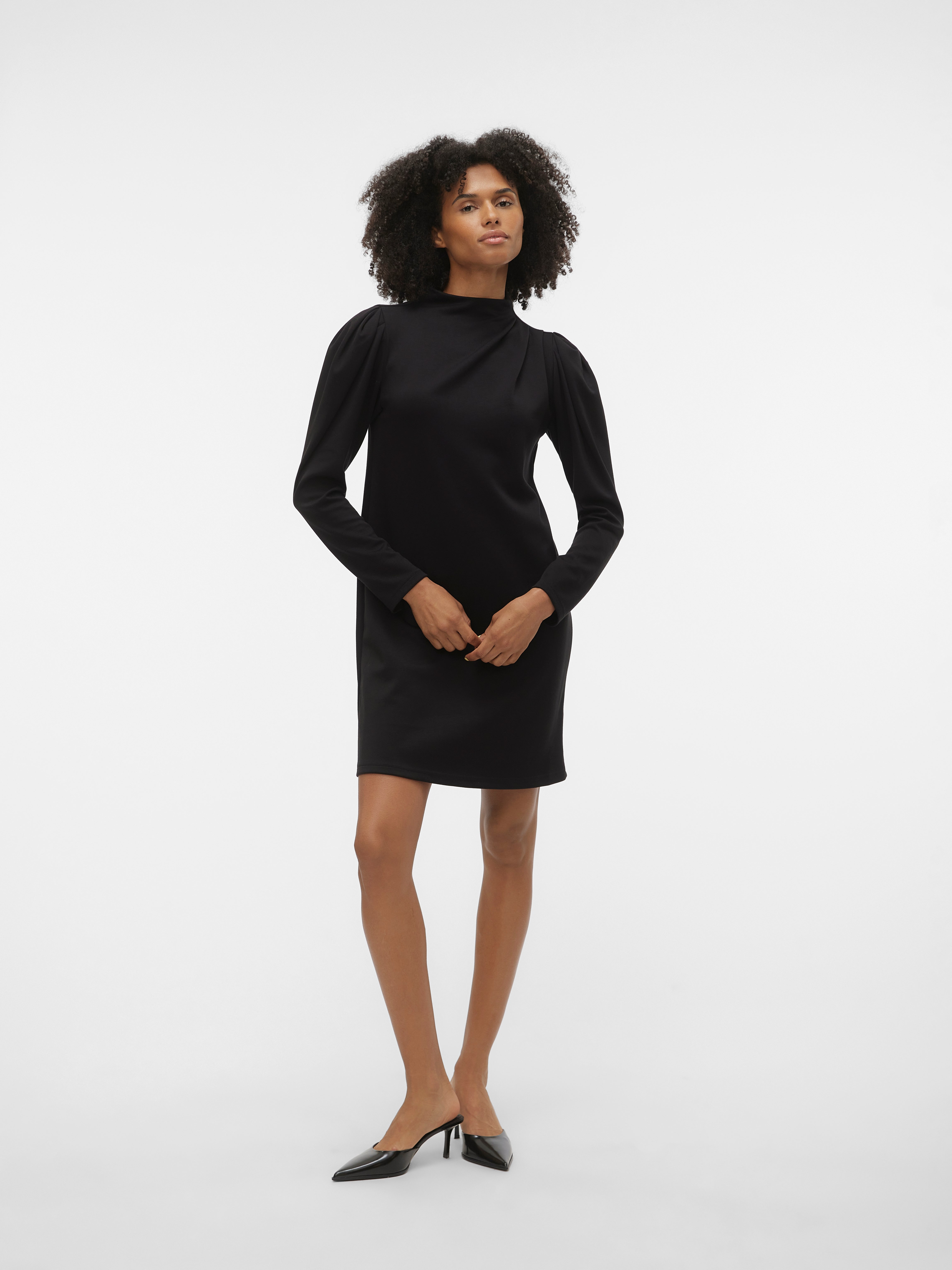 VERO MODA Nina Puff Sleeve Knee Length Black Dress Small | Black knee  length dress, Casual summer dresses, Clothes design