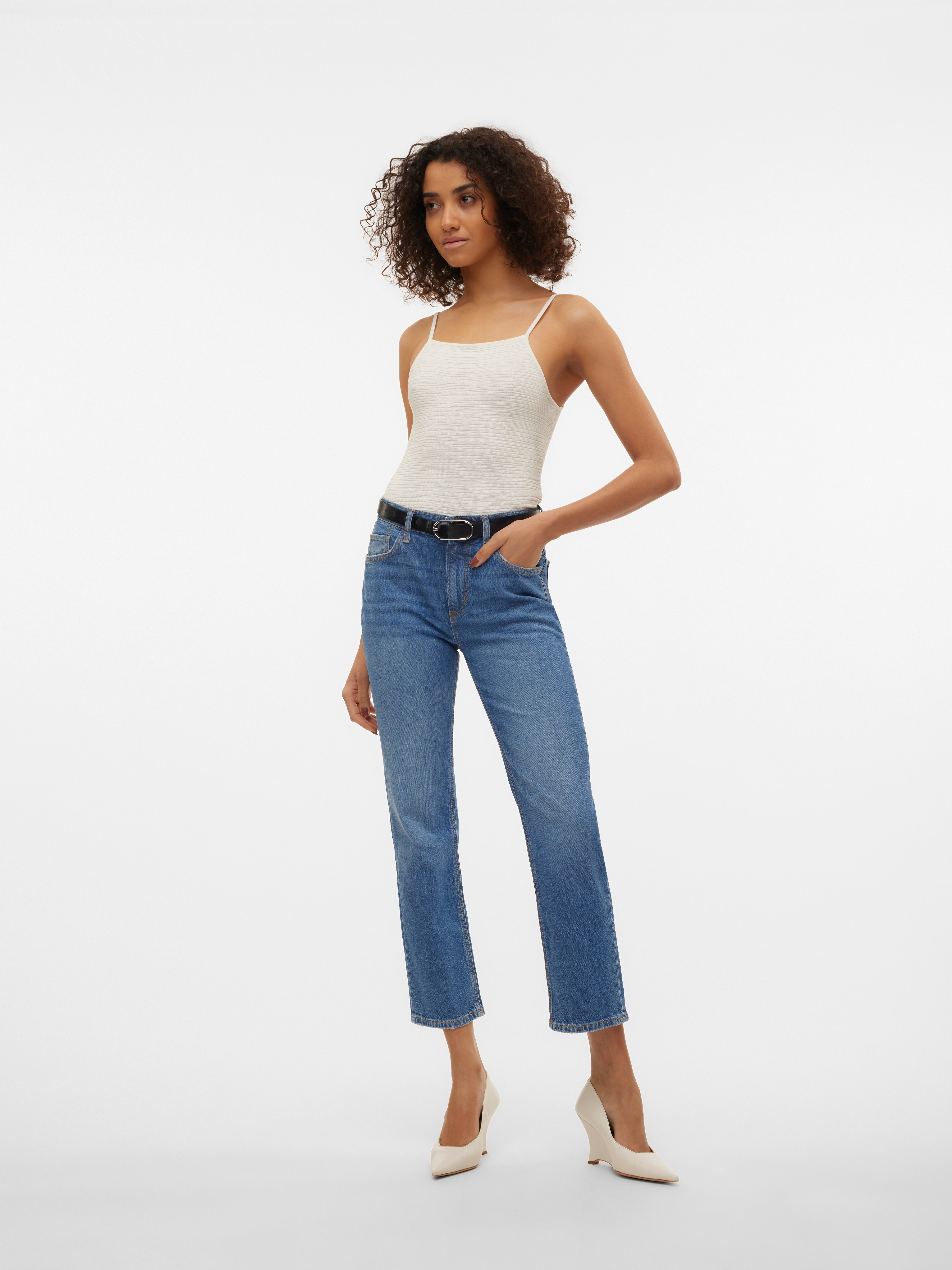 VMELIA Hohe Taille Gerade geschnitten Jeans