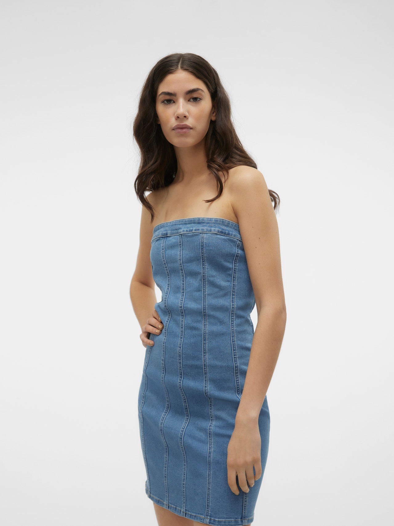 Vero Moda VMZOIE Korte jurk -Light Blue Denim - 10310272