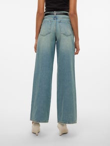 Vero Moda VMROWAN Hohe Taille Weit geschnitten Jeans -Medium Blue Denim - 10310282