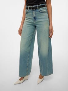 Vero Moda VMROWAN Hohe Taille Weit geschnitten Jeans -Medium Blue Denim - 10310282