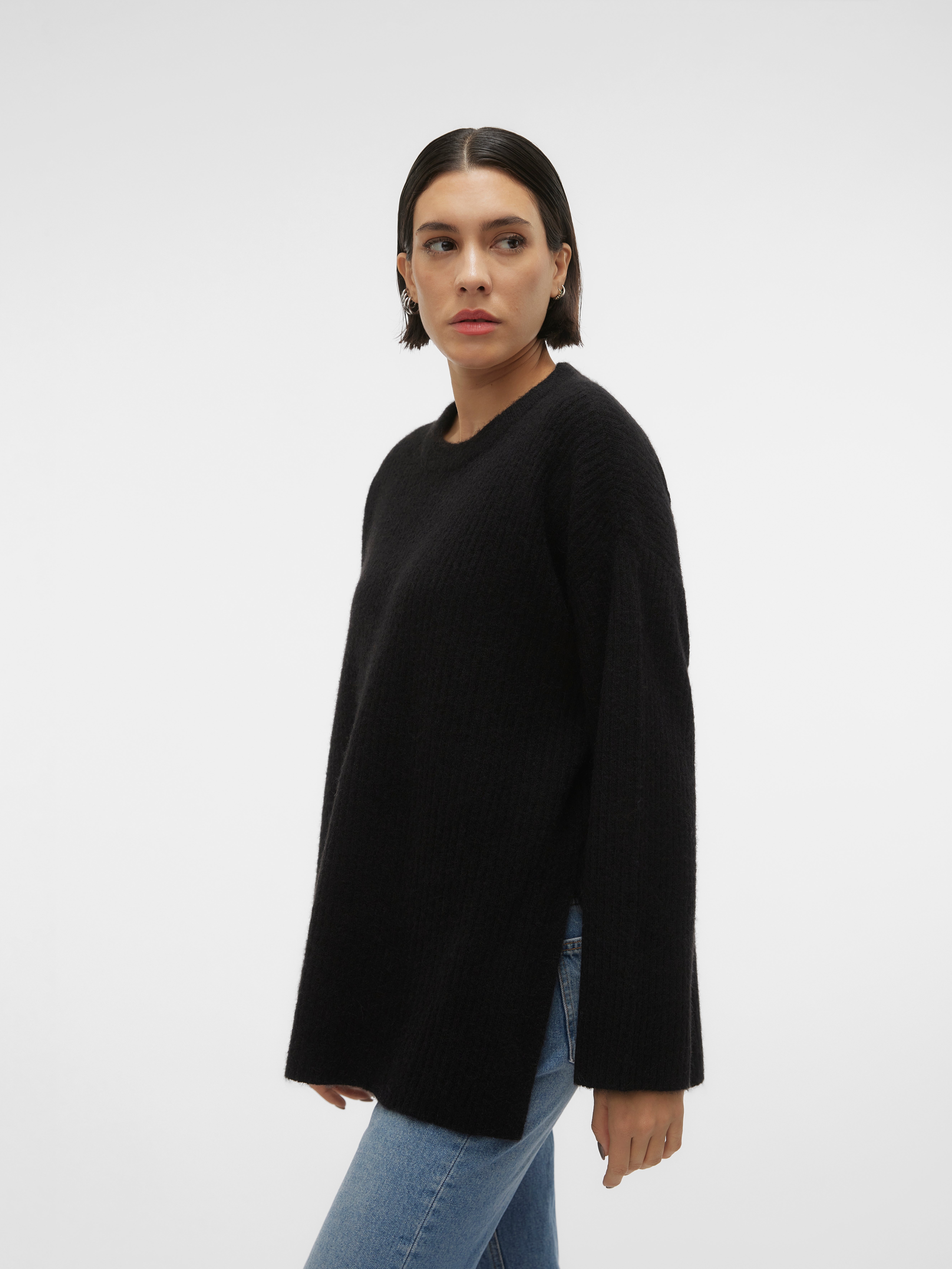 Pull En Cachemire Noir – The Black Sweater Company – Taille M, Col V Et Longueur Hanches