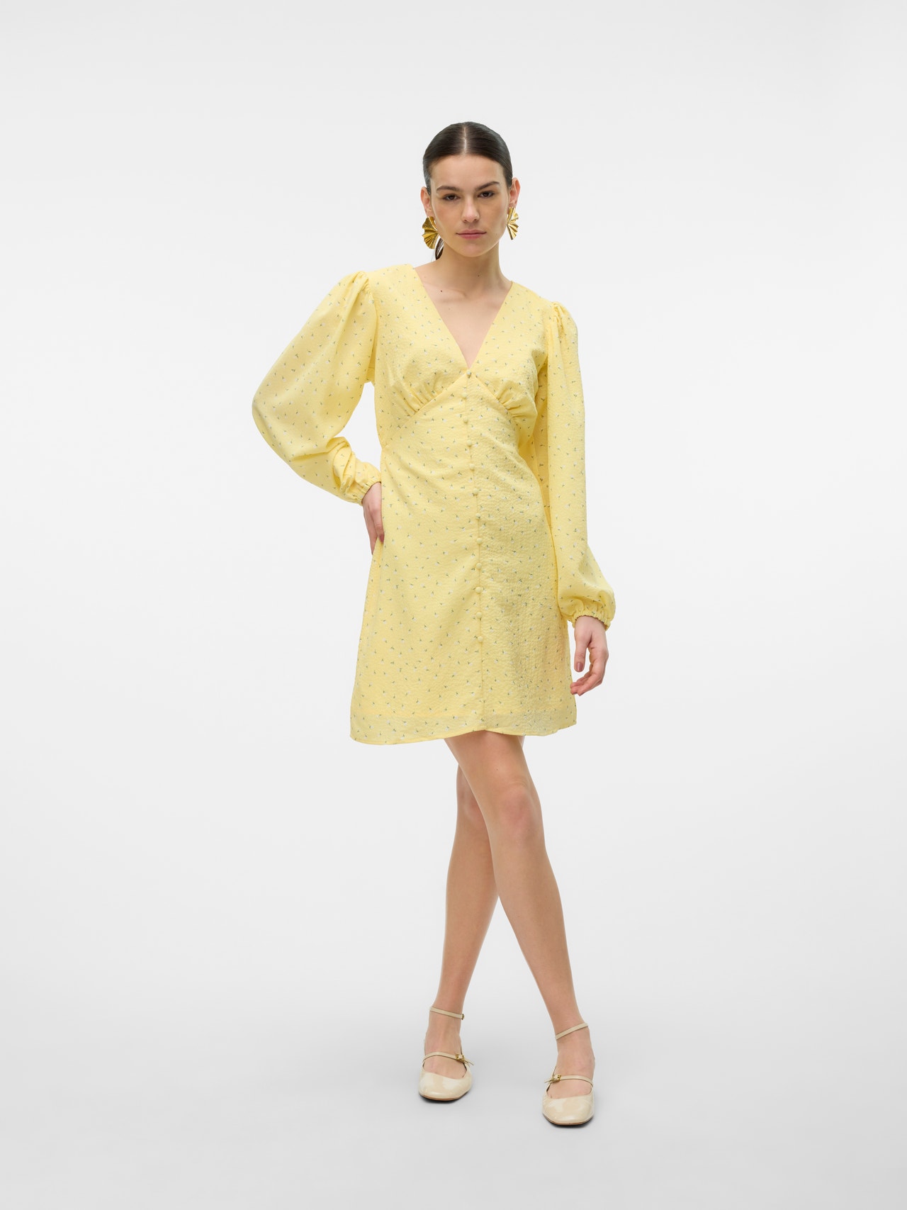 Vero Moda VMAMANDA Kort klänning -Mellow Yellow - 10310513