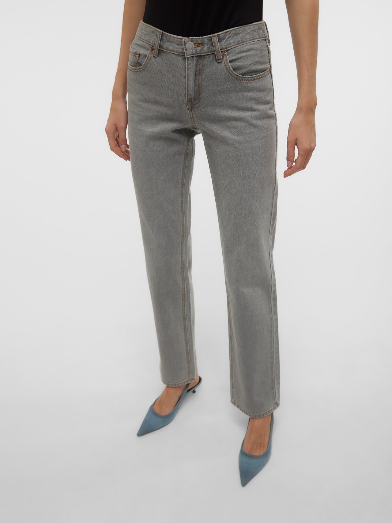 Vero Moda VMPAM Niedrige Taille Gerade geschnitten Jeans -Medium Grey Denim - 10310565