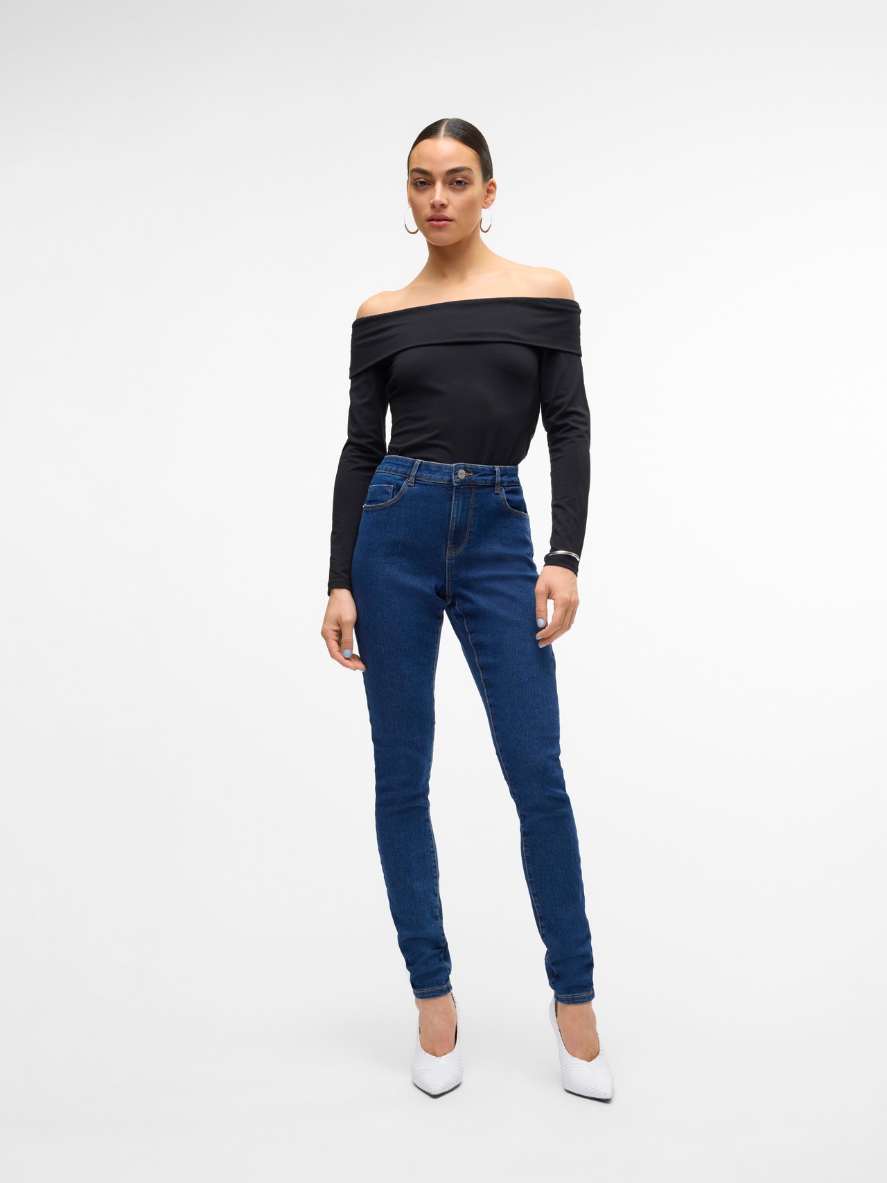 Vero Moda VMELLY Mid rise Skinny fit Jeans -Dark Blue Denim - 10310613