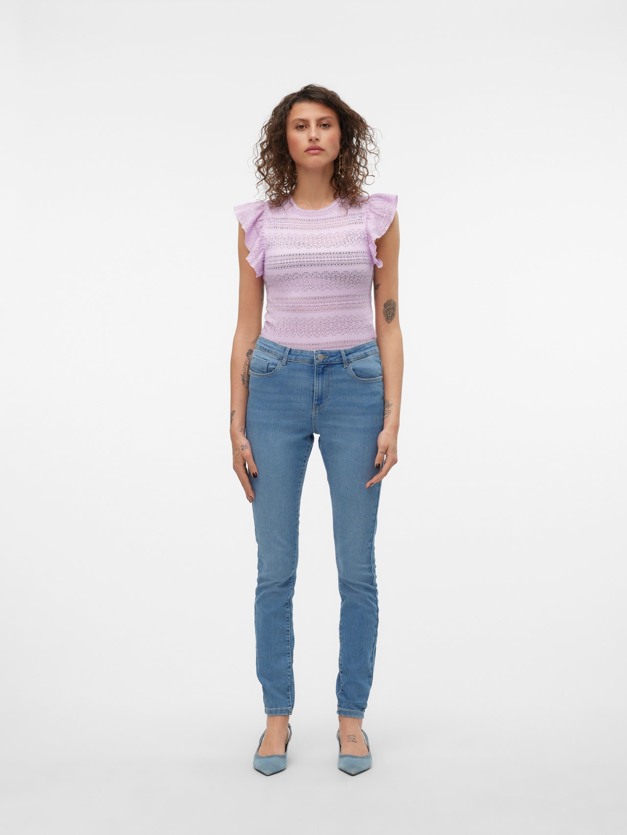 Vero Moda VMELLY Mid Rise Skinny Fit Jeans -Medium Blue Denim - 10310613