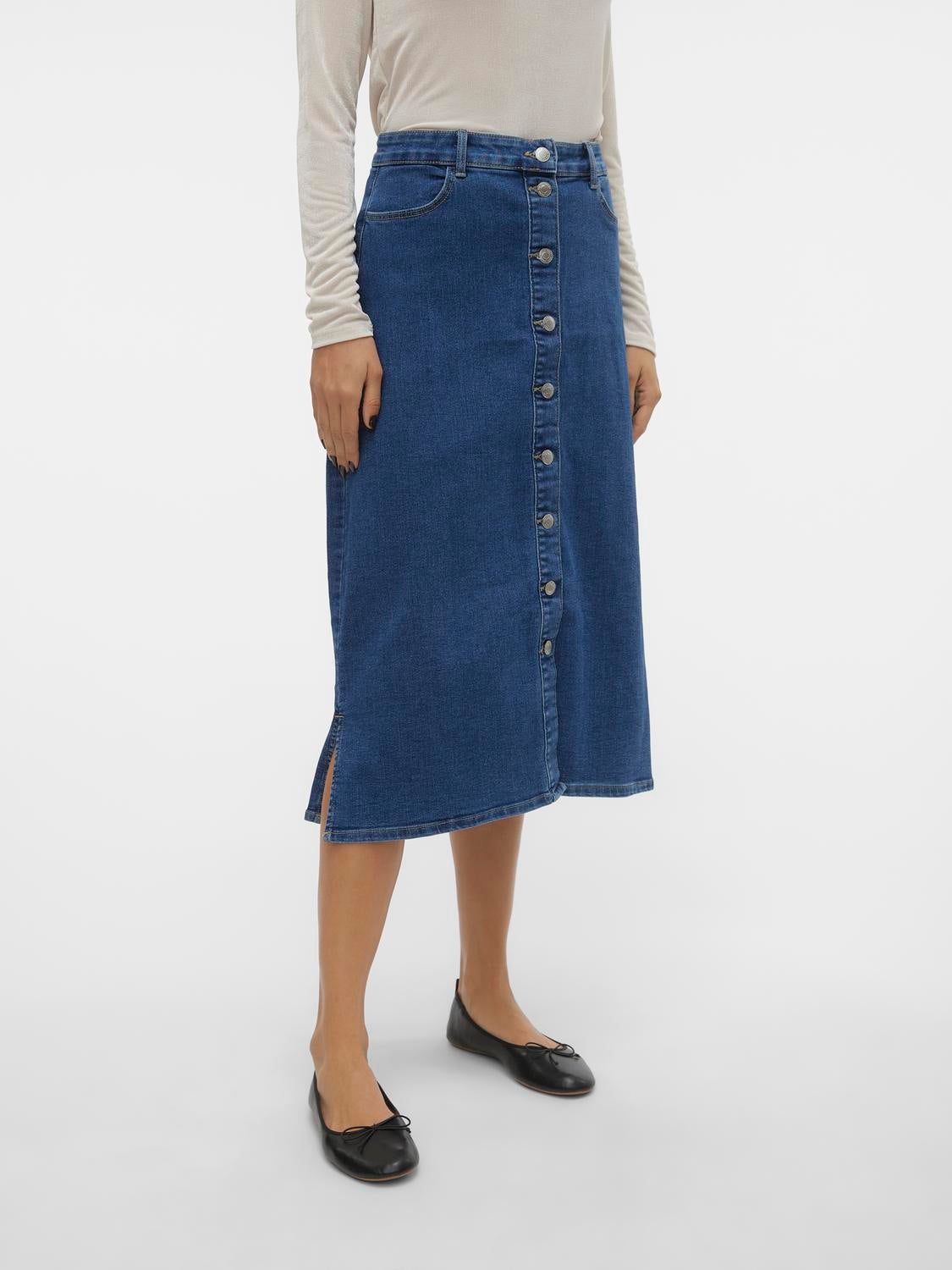 Long blue jean skirts clearance 50s