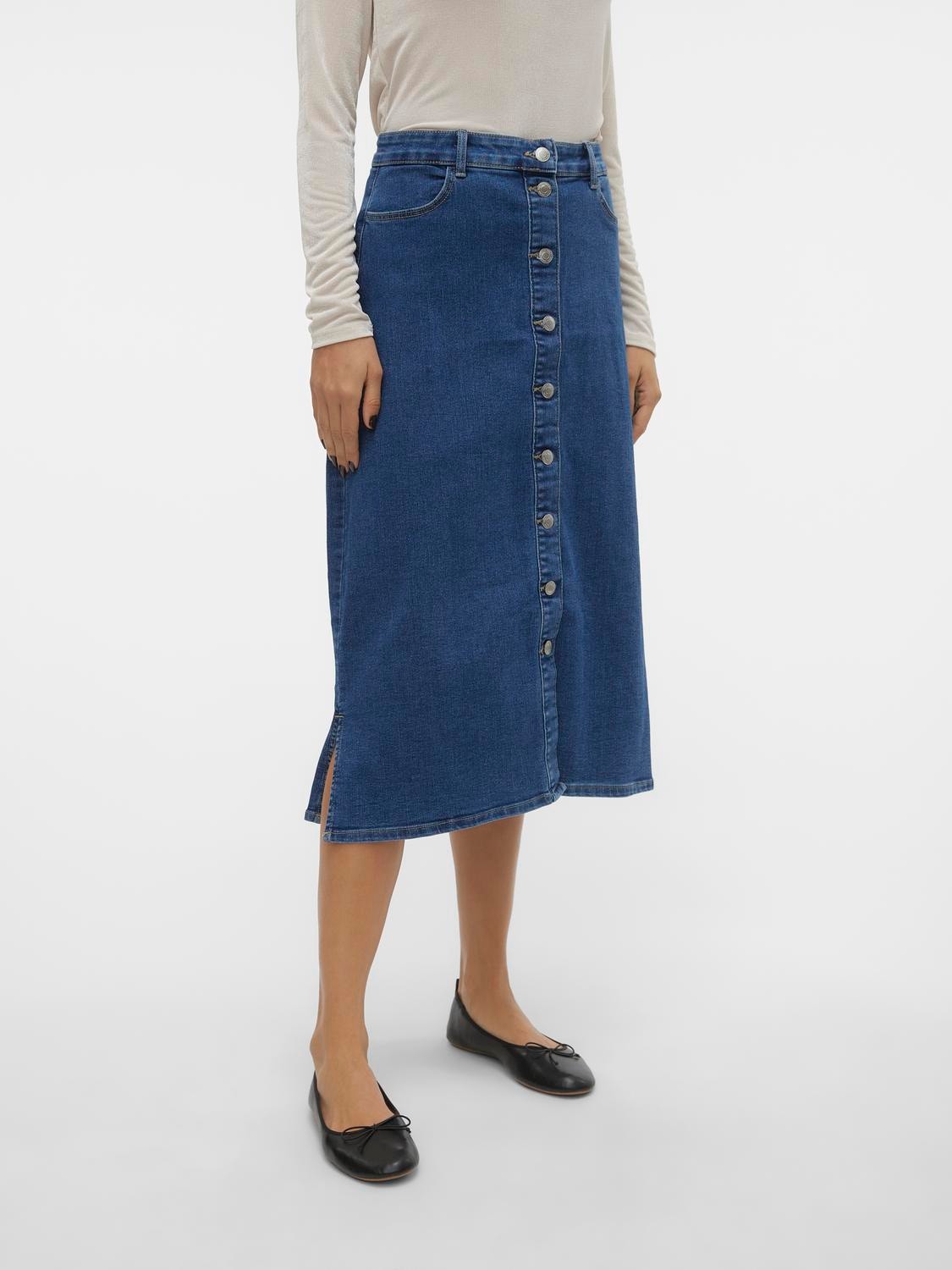 Vero Moda VMNELLY Long Skirt -Medium Blue Denim - 10310664