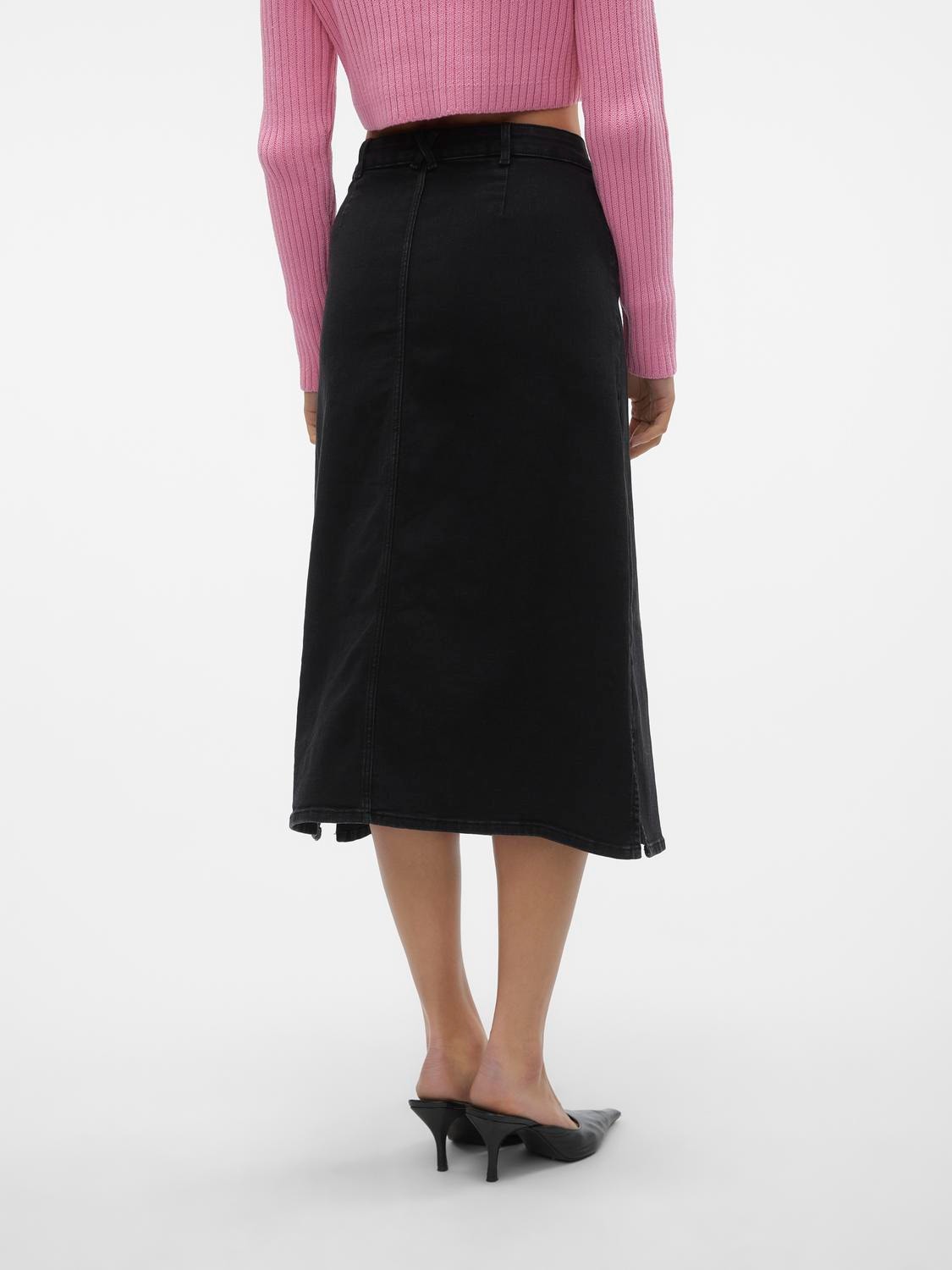 Vero Moda VMNELLY High waist Long Skirt -Black Denim - 10310664