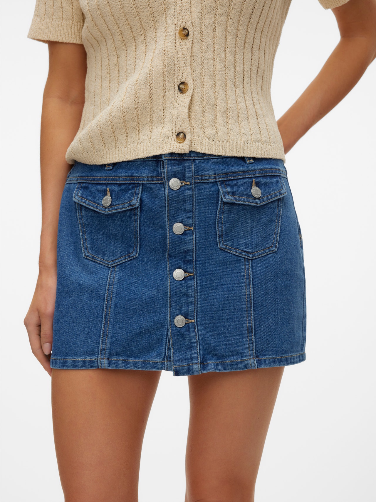 Vero Moda VMKYLA Mid waist Short Skirt -Medium Blue Denim - 10310674