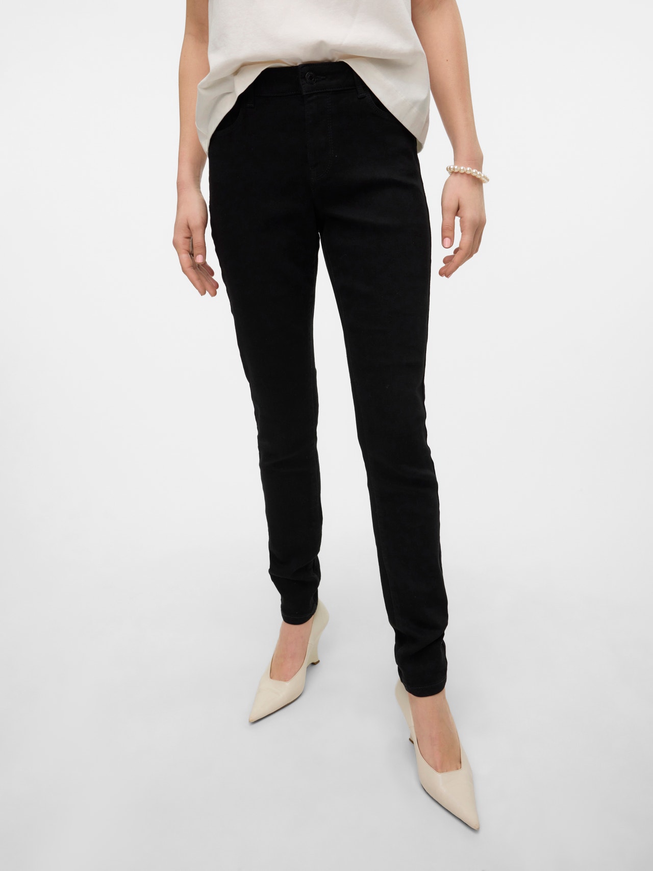 Vero Moda VMELLY Vita media Skinny Fit Jeans -Black - 10310691