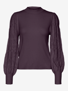 Vero Moda Kõrge kaelus Soonikuga mansetid Balloonvarrukad Pullover -Plum Perfect - 10310809