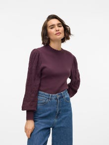 Vero Moda Kõrge kaelus Soonikuga mansetid Balloonvarrukad Pullover -Plum Perfect - 10310809