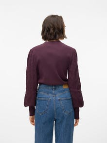 Vero Moda Kõrge kaelus Soonikuga mansetid Balloonvarrukad Pullover -Plum Perfect - 10310809