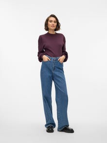 Vero Moda Kõrge kaelus Soonikuga mansetid Balloonvarrukad Pullover -Plum Perfect - 10310809