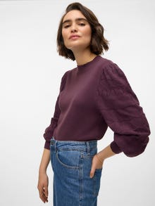 Vero Moda Kõrge kaelus Soonikuga mansetid Balloonvarrukad Pullover -Plum Perfect - 10310809