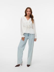 Vero Moda Tavapärane lõige V-kaelus Venivad mansetid Top -Snow White - 10310921