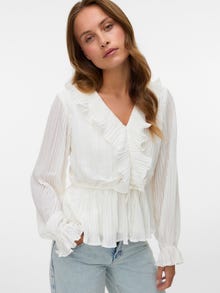 Vero Moda Tavapärane lõige V-kaelus Venivad mansetid Top -Snow White - 10310921
