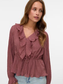 Vero Moda Tavapärane lõige V-kaelus Venivad mansetid Top -Rose Brown - 10310921