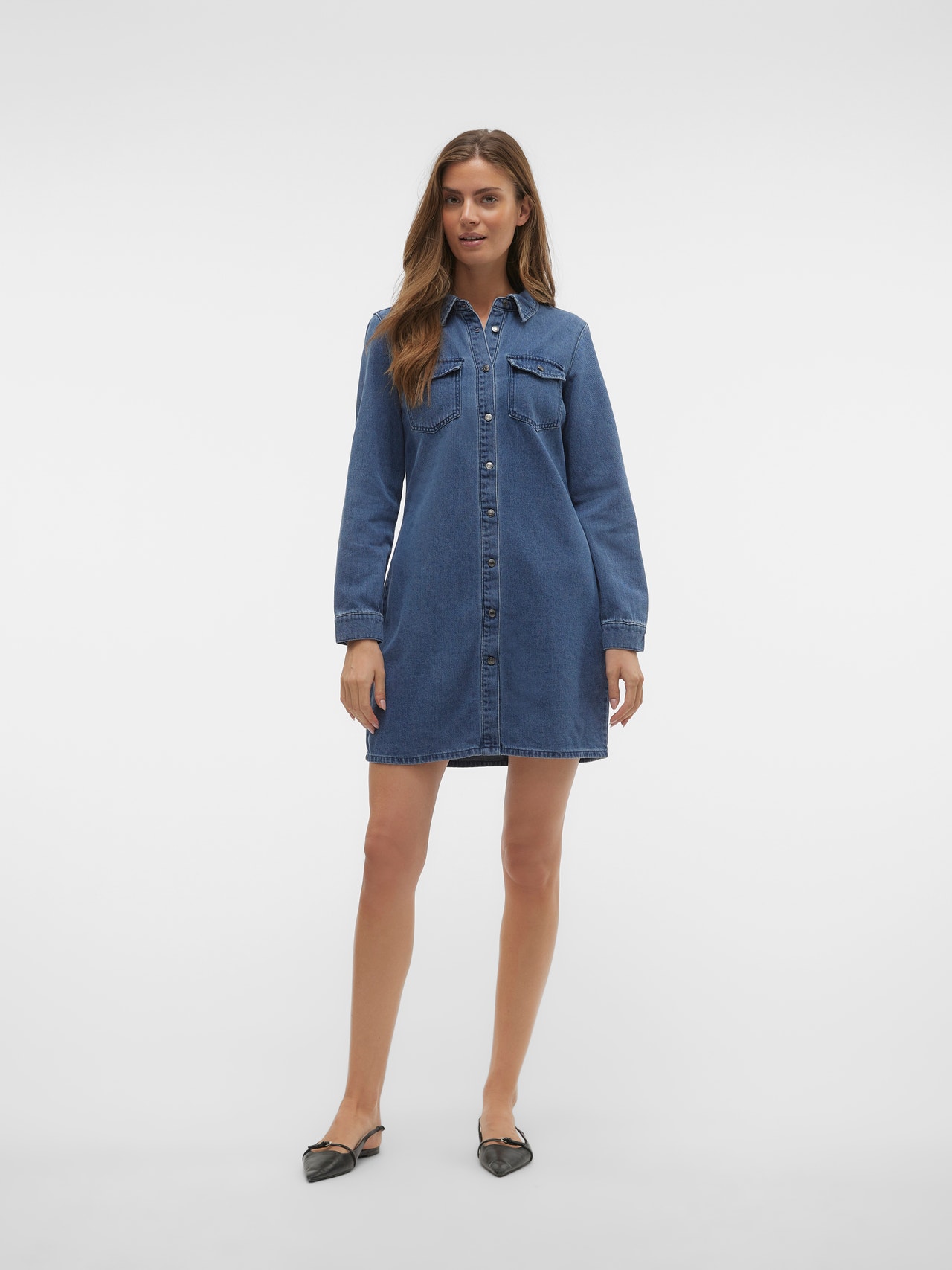 Vero Moda VMJENNIE Kort klänning -Medium Blue Denim - 10310968