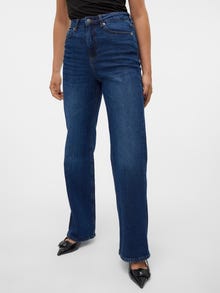 Vero Moda VMTESSA High rise Wide leg fit Jeans -Dark Blue Denim - 10311180