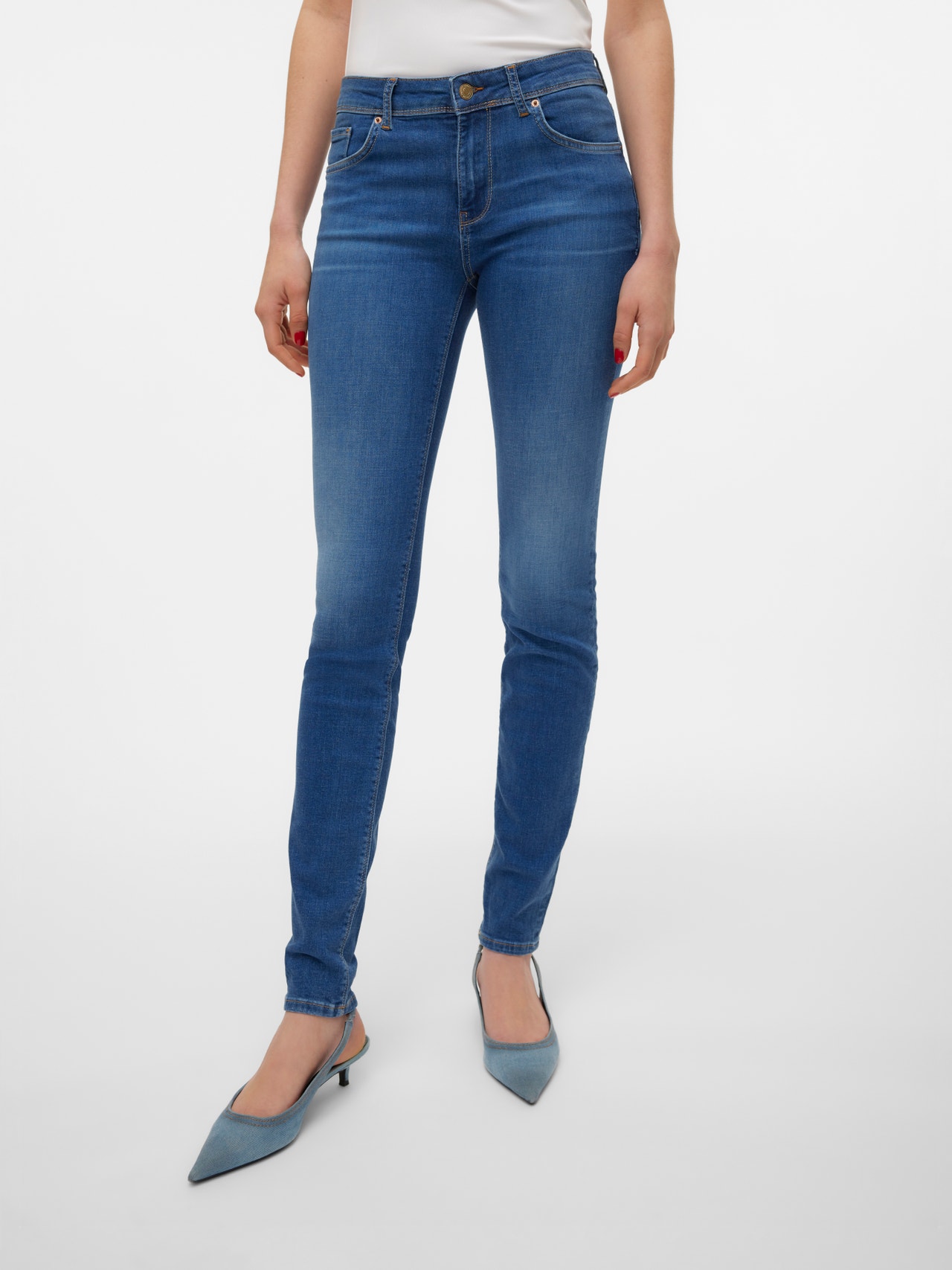 Vero Moda VMLUX Mid rise Slim fit Jeans -Medium Blue Denim - 10311184