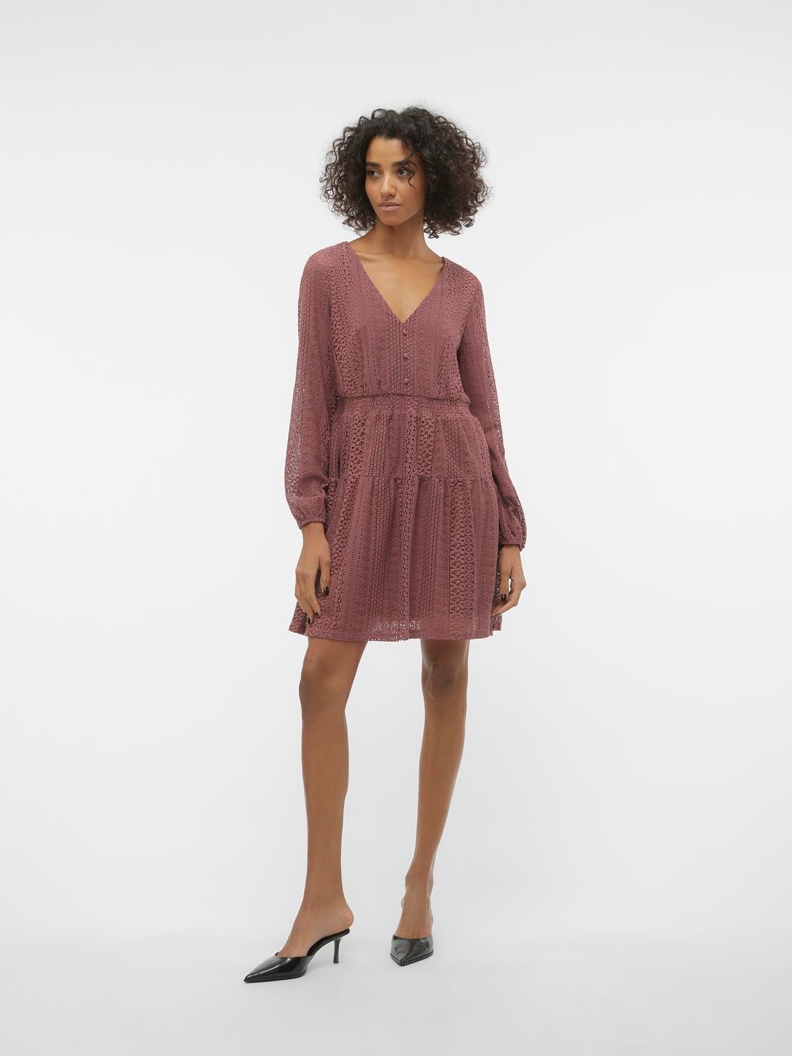 Vero Moda VMHONEY Kort klänning -Rose Brown - 10311277