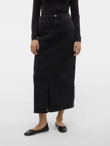 Vero Moda VMTESSA Hög midja Lång kjol -Black Denim - 10311349