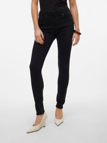 Vero Moda VMTANYA Middels høyt snitt Skinny Fit Jeans -Black Denim - 10311365