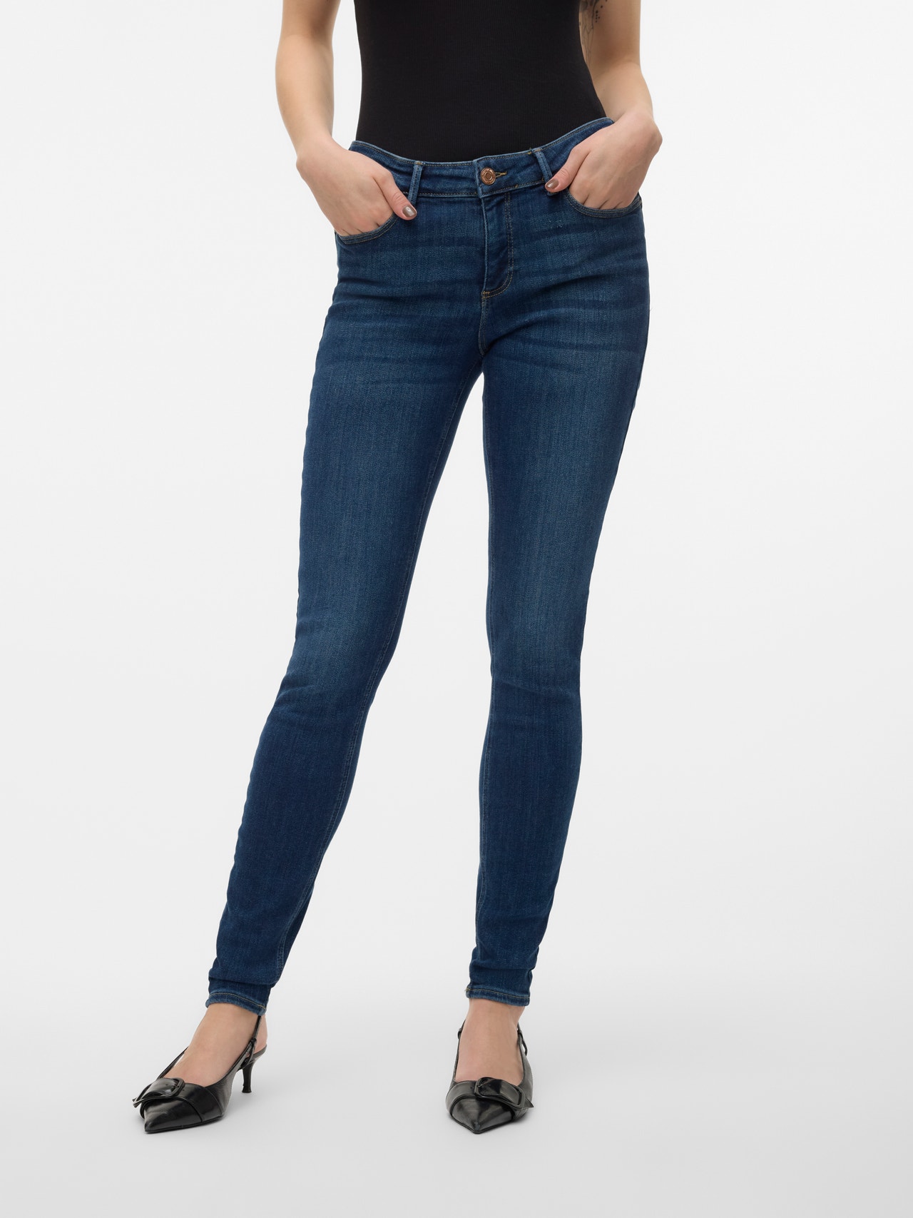 Vero Moda VMTANYA Krój skinny Jeans -Dark Blue Denim - 10311369