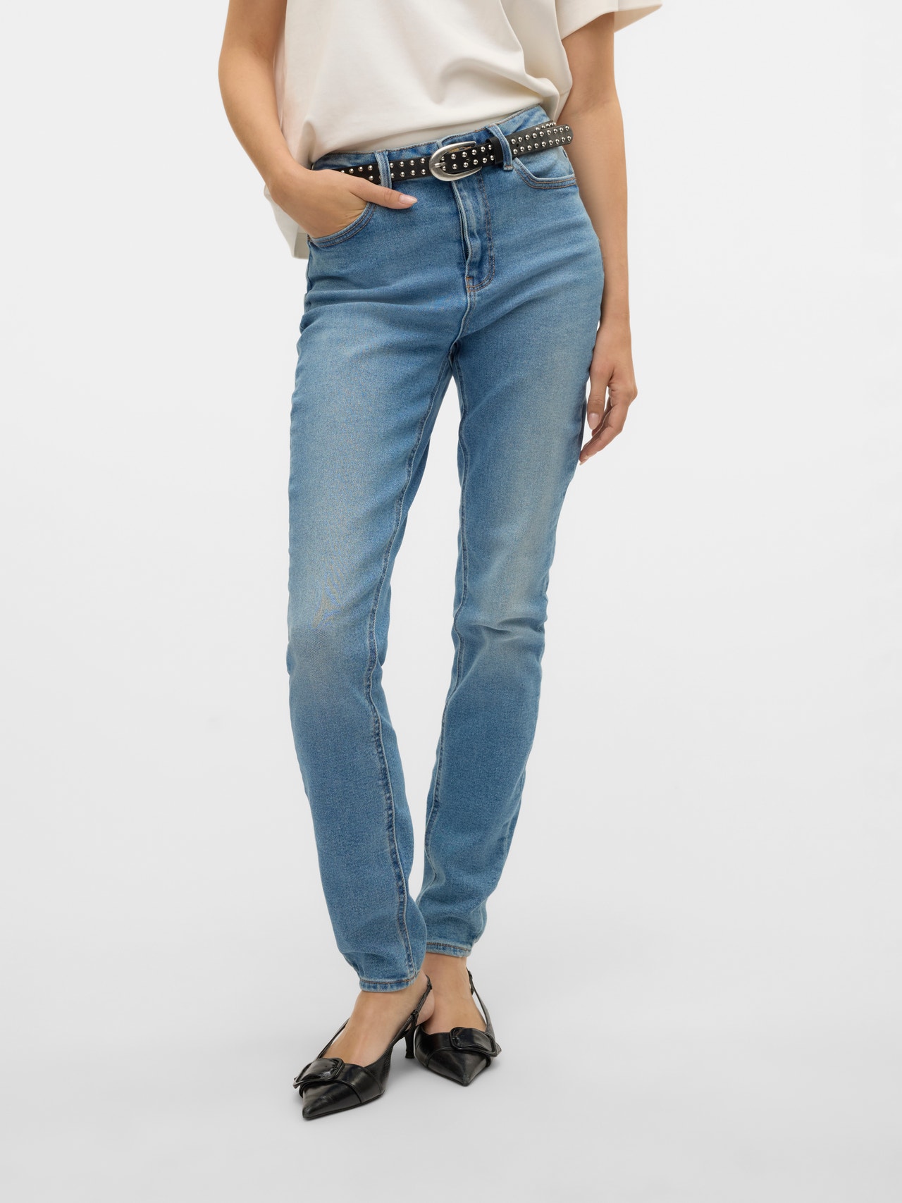 Vero Moda VMSOPHIA HR SKINNY DESTR J AM314 Jeans, Blauw, M Vero Moda VMSOPHIA HR SKINNY DESTR J AM314 Jeans, Blauw, M