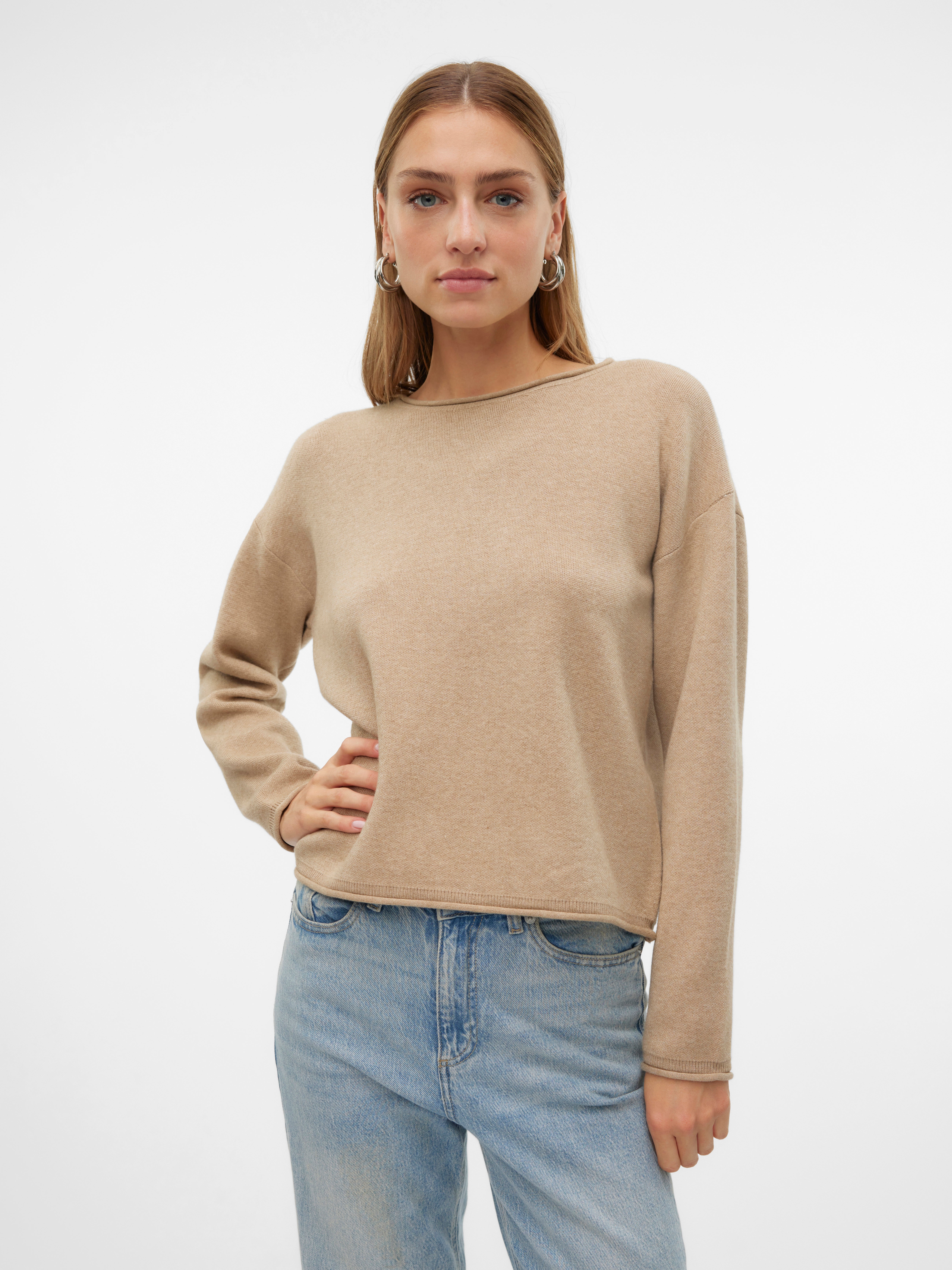 Maglione Donna Con Fiori 3D – Girocollo, Lacci, Maniche Lunghe, Lavorato A Maglia, Vestibilità Larga, Colori Beige, Cachi, Marrone (Taglie M-2XL)