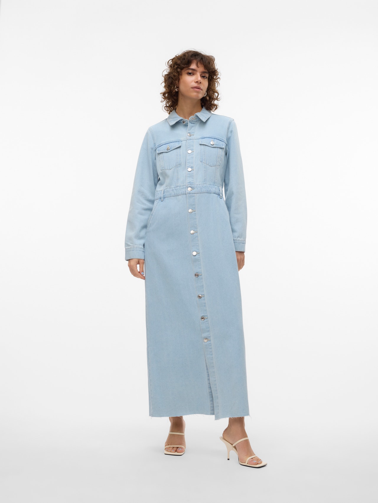 Vero Moda VMMOLLY Langes Kleid -Light Blue Denim - 10311586