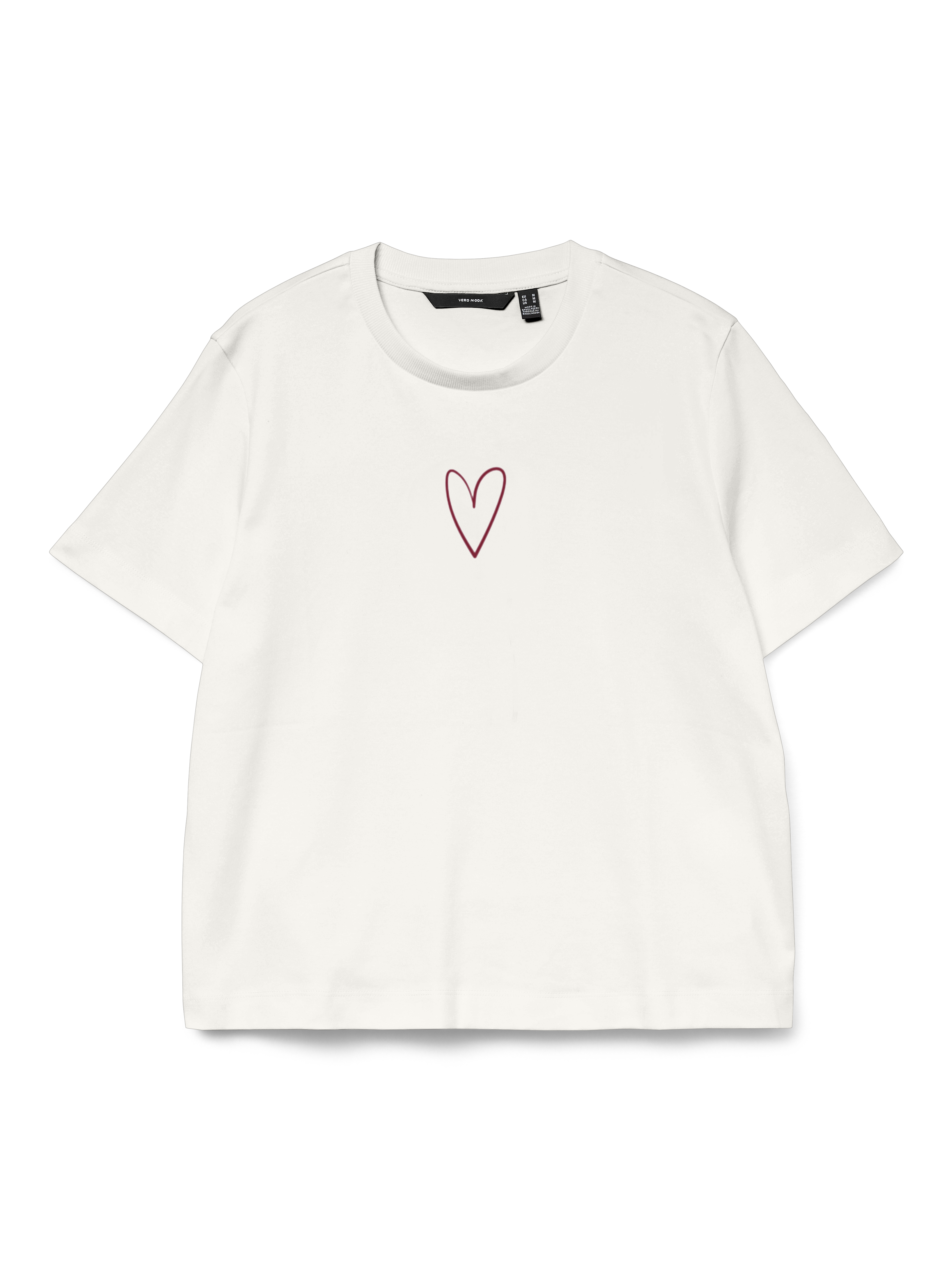 T-Shirt Donna VERO MODA Vmpersia SS Top Box Jrs - Cotone 100%, Scollo A U, Stampa College, Manica Corta