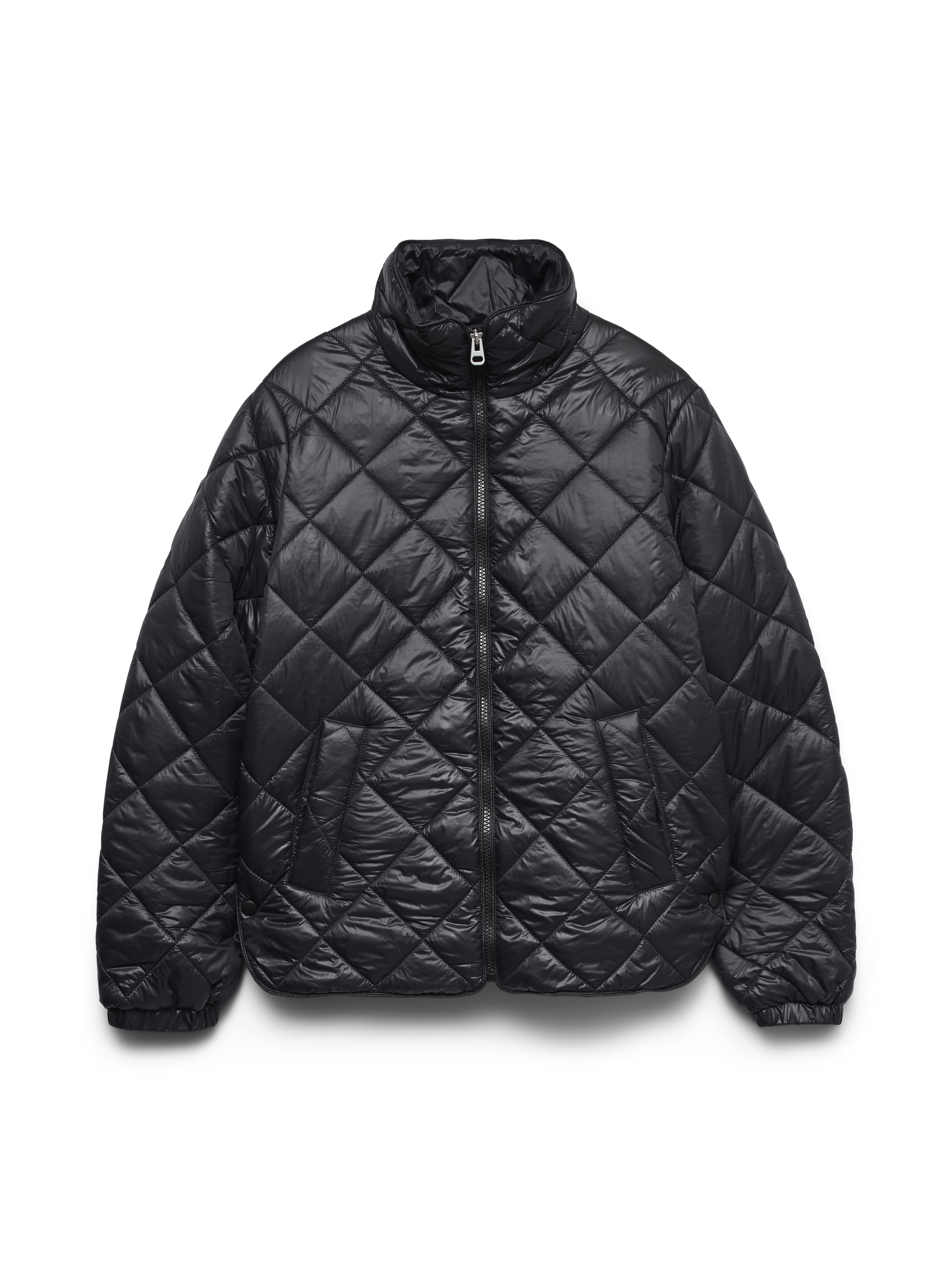 Vero Moda onion quilted short jacket with pockets in black Vero Moda onion quilted short jacket with pockets in black