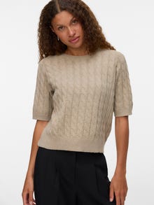 Vero Moda Tavapärane lõige Kinnine kaelus Pullover -Natural Melange - 10312356