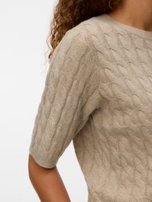 Vero Moda Tavapärane lõige Kinnine kaelus Pullover -Natural Melange - 10312356