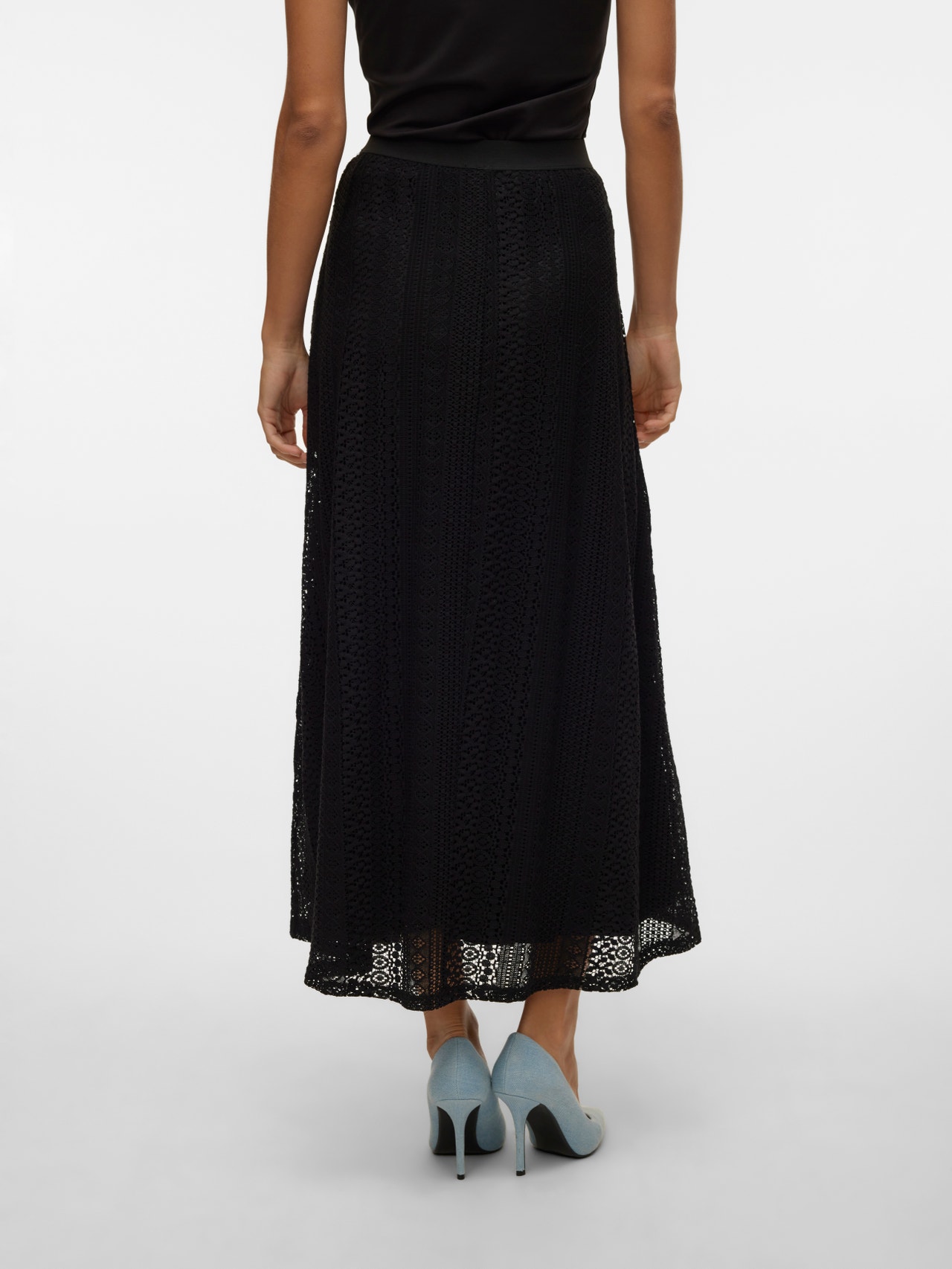 Jupe Mi-Longue Femme Taille Haute – Jupe Évasée A-Line Fluide Chic Décontractée, Longueur Genou, Extensible Printemps Été