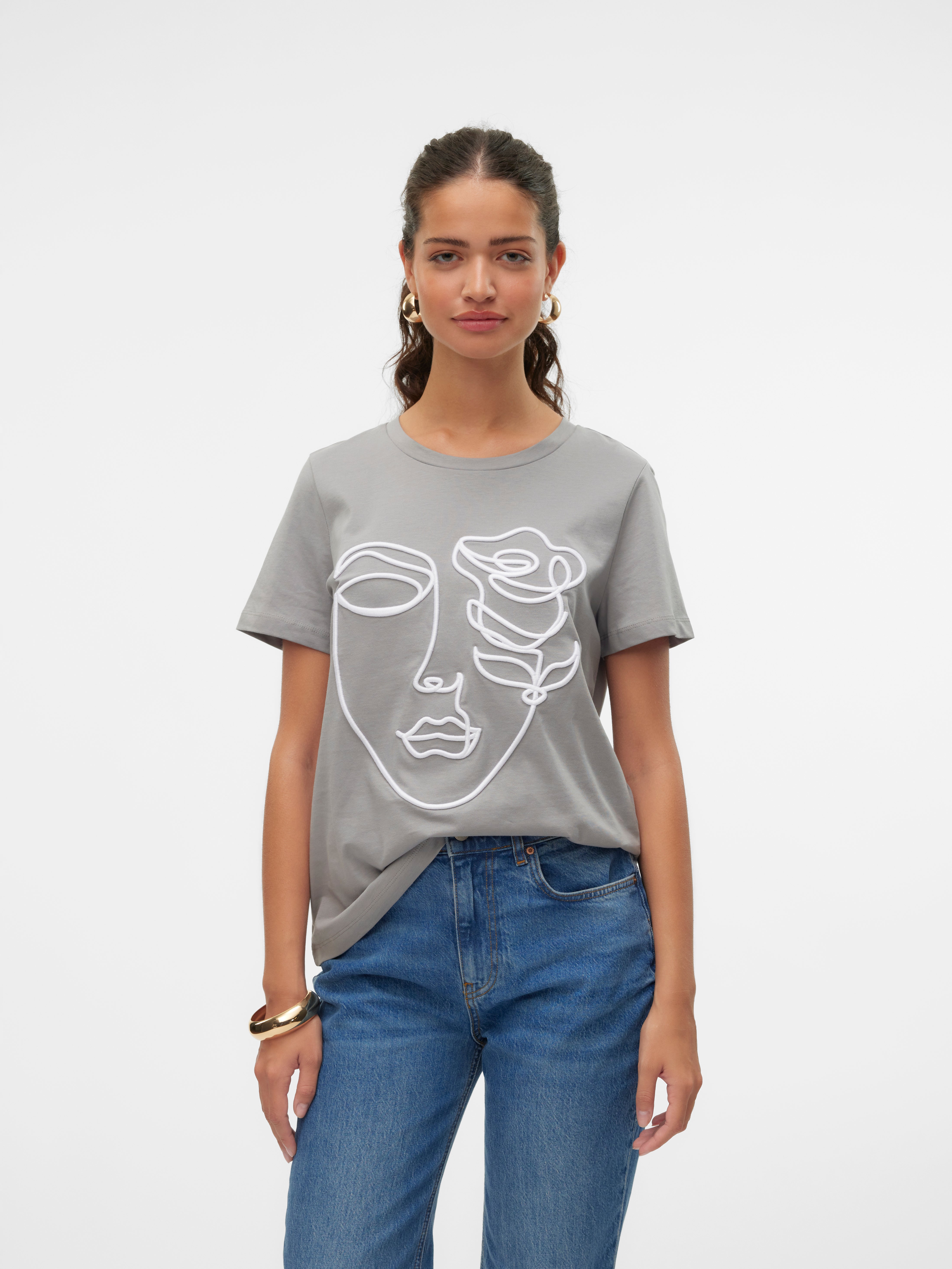 VMLINE T-Shirt | Mittelgrau | Vero Moda®