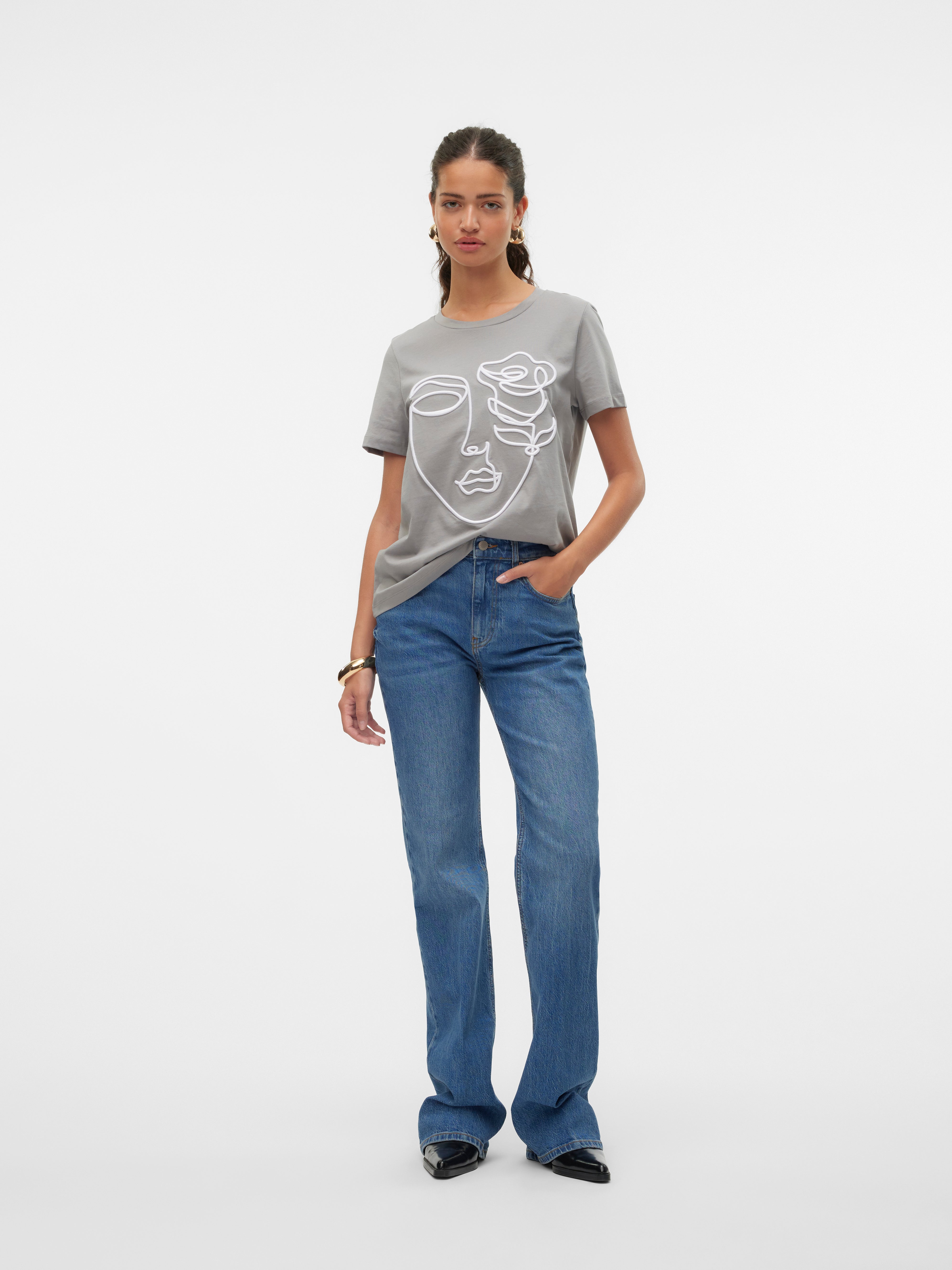 VMLINE T-Shirt | Mittelgrau | Vero Moda®