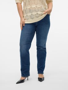 Vero Moda VMCFLASH Mid rise Straight Fit Jeans -Dark Blue Denim - 10312958