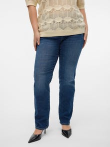 Vero Moda VMCFLASH Mid rise Straight Fit Jeans -Dark Blue Denim - 10312958