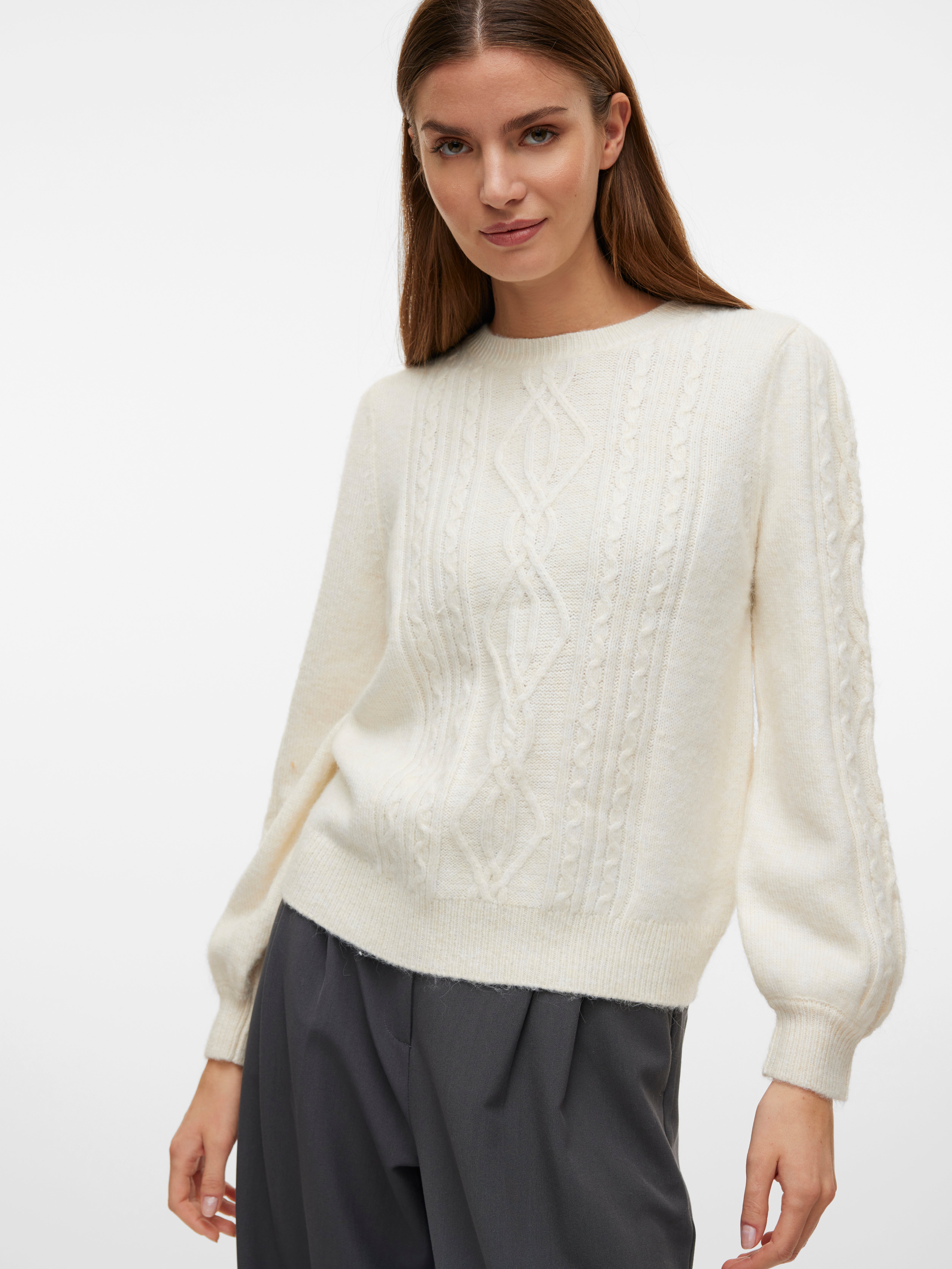 Vero moda sadella textured crewneck pullove hot sale