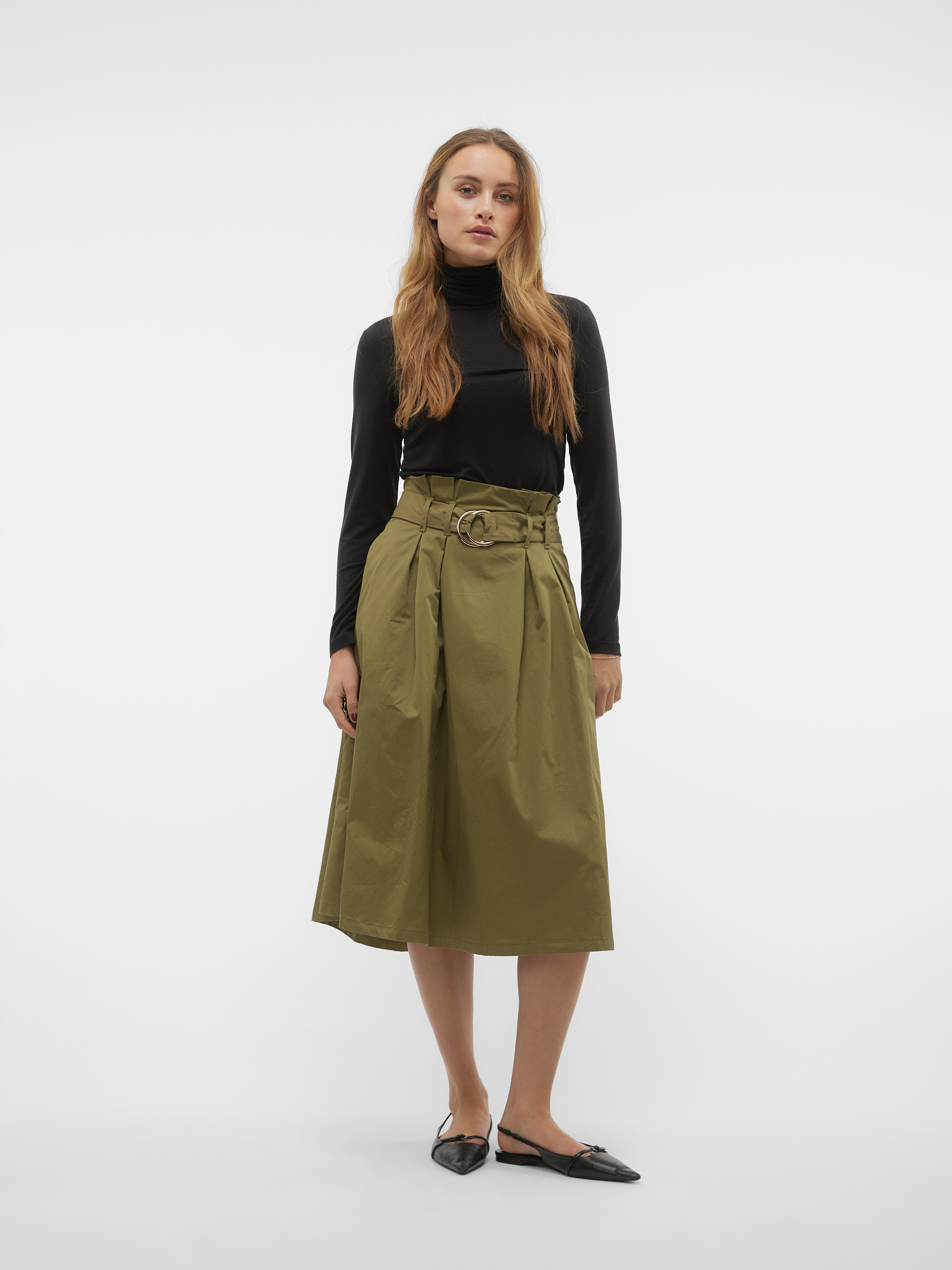 VMHAYA Taille haute Jupe longue Vert moyen Vero Moda