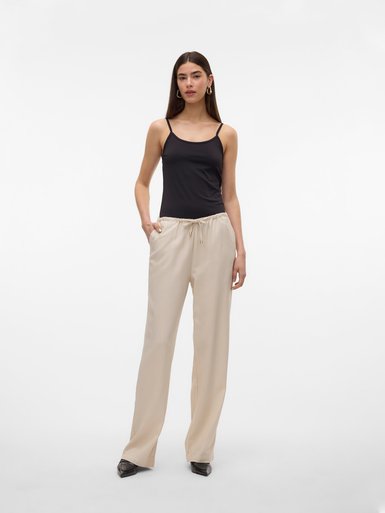 VMDINNA Medelhög midja Byxor | Ljusgrått | Vero Moda®