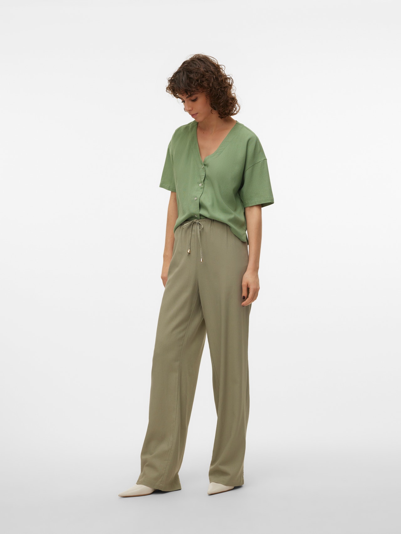 VMDINNA Medelhög midja Byxor | Mellangrått | Vero Moda®